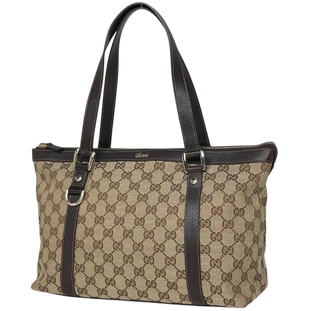 Gucci GG pattern tote bag, Abbey canvas, beige/brown, 141470, women's.